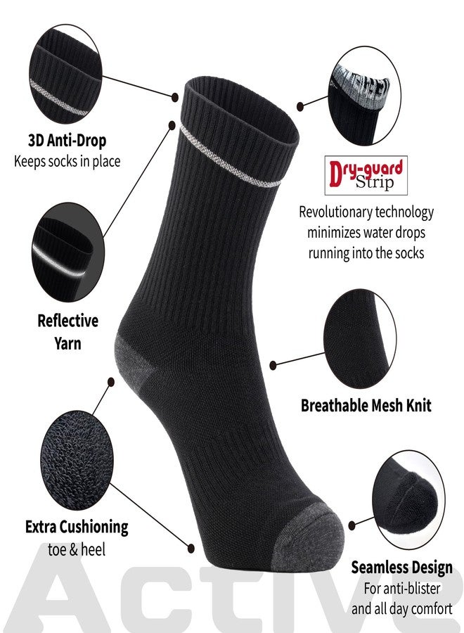 DRYMILE Active Waterproof Socks, Breathable Cushioned Running, Hiking, Winter Waterproof Socks for Men & Women - Crew (Large, Black) - Image 4
